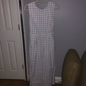 Blue and White Striped Jumpsuit